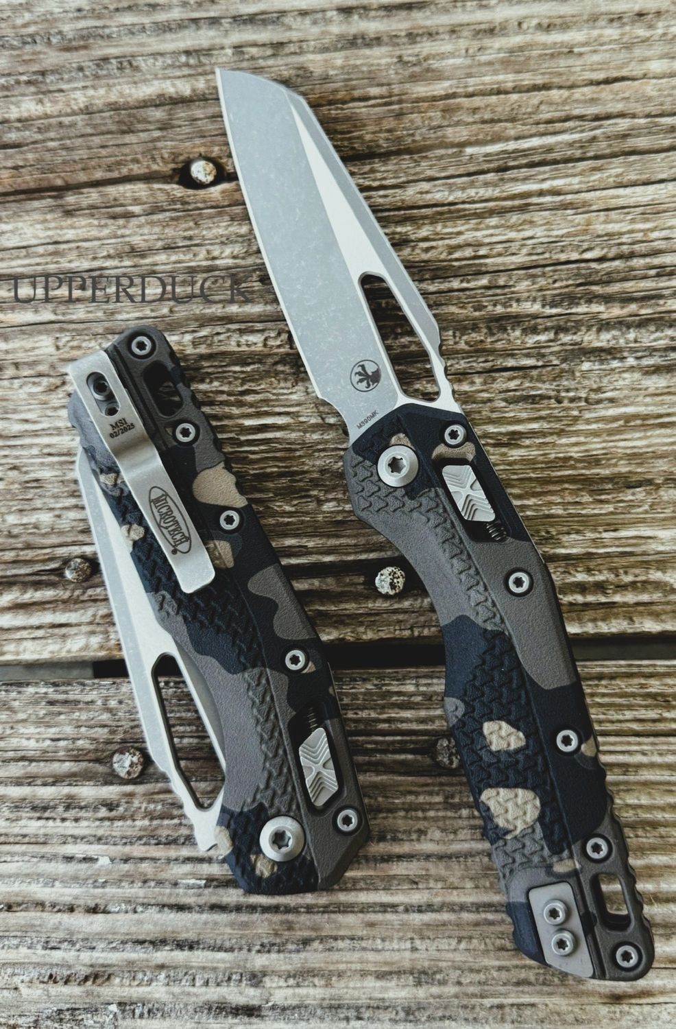 Microtech MSI Manual Folder Knife - Apocalyptic Blade, Tactical Camo Polymer Handle 210T-11APPMTC