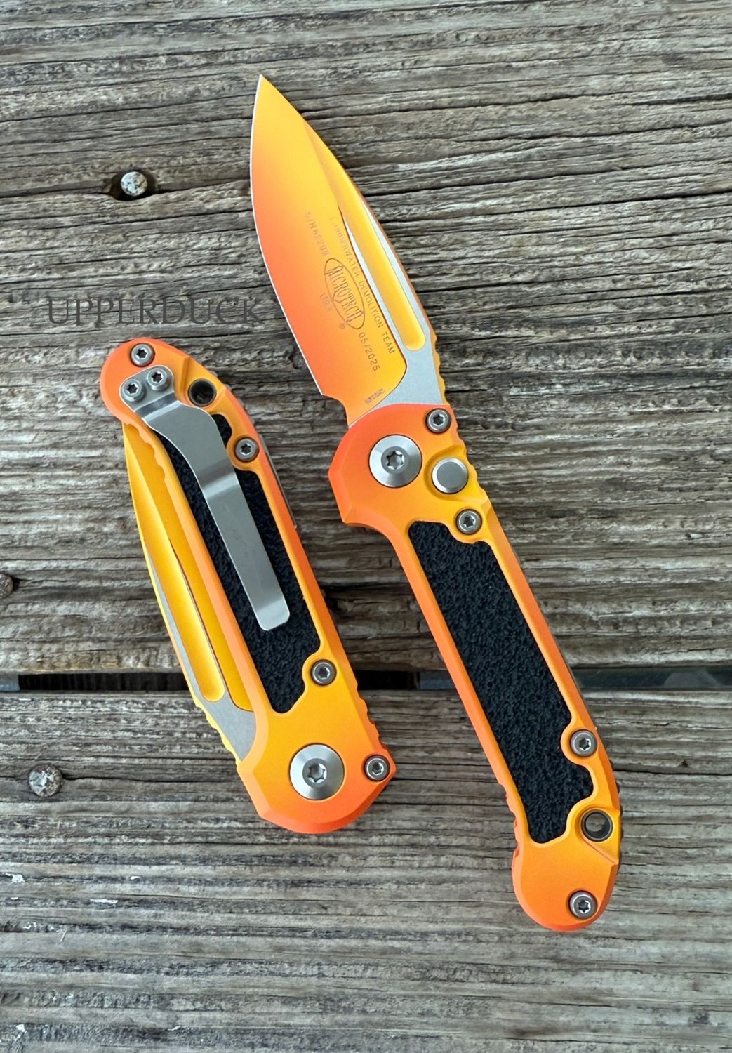 Microtech L.U.D.T. GEN III Auto Folder – Signature Series Volcanic Cerakote Blade &amp; Handle with 3M Grips (1135-1LPSUS)
