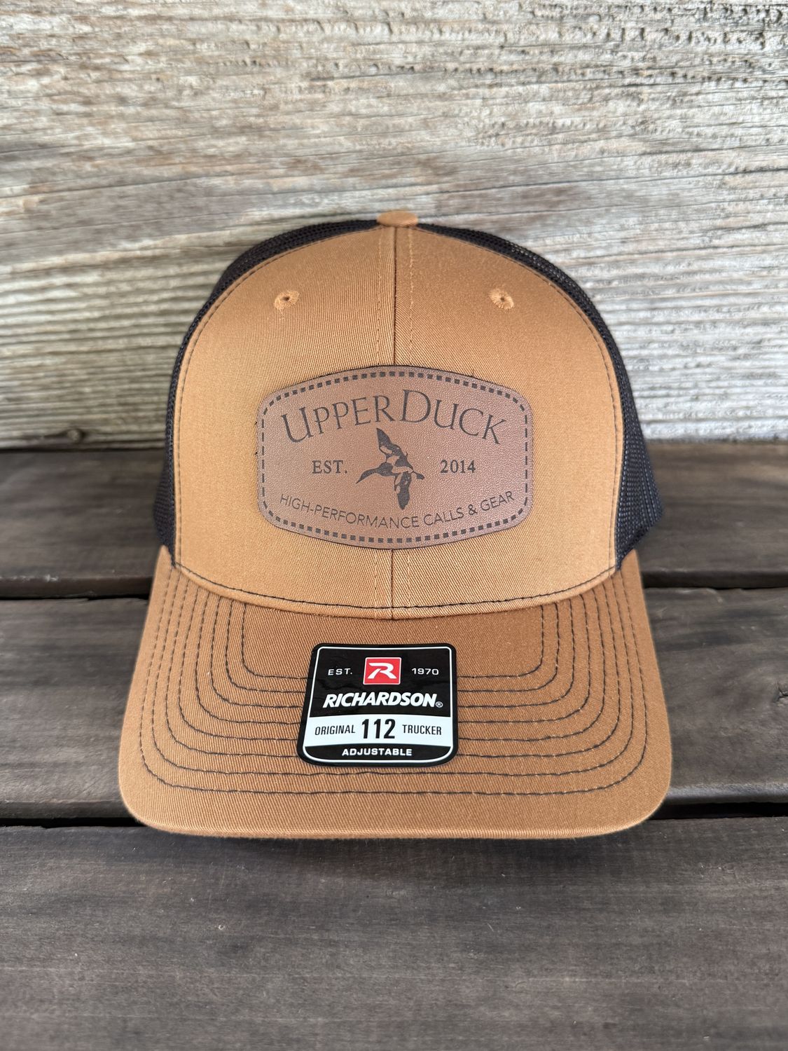 UPPERDUCK 10 Year Structured #112 Trucker Hat Saddle and Black