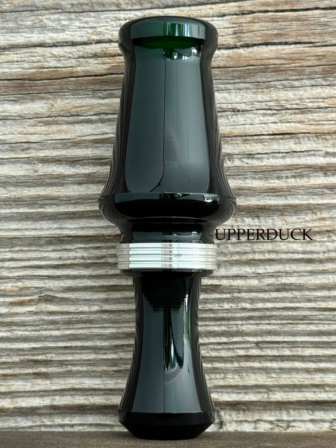 JJ LARES HYBRID Dark Green Polish Silver Band