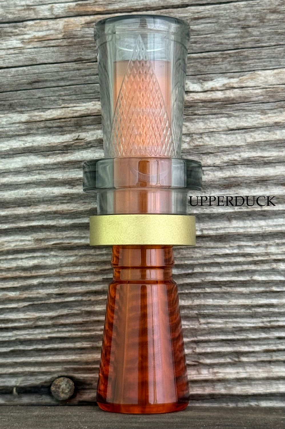 LD CUSTOM CALLS CNC ACRYLIC CHECKERED Smoke Bourbon Blasted Brass Band