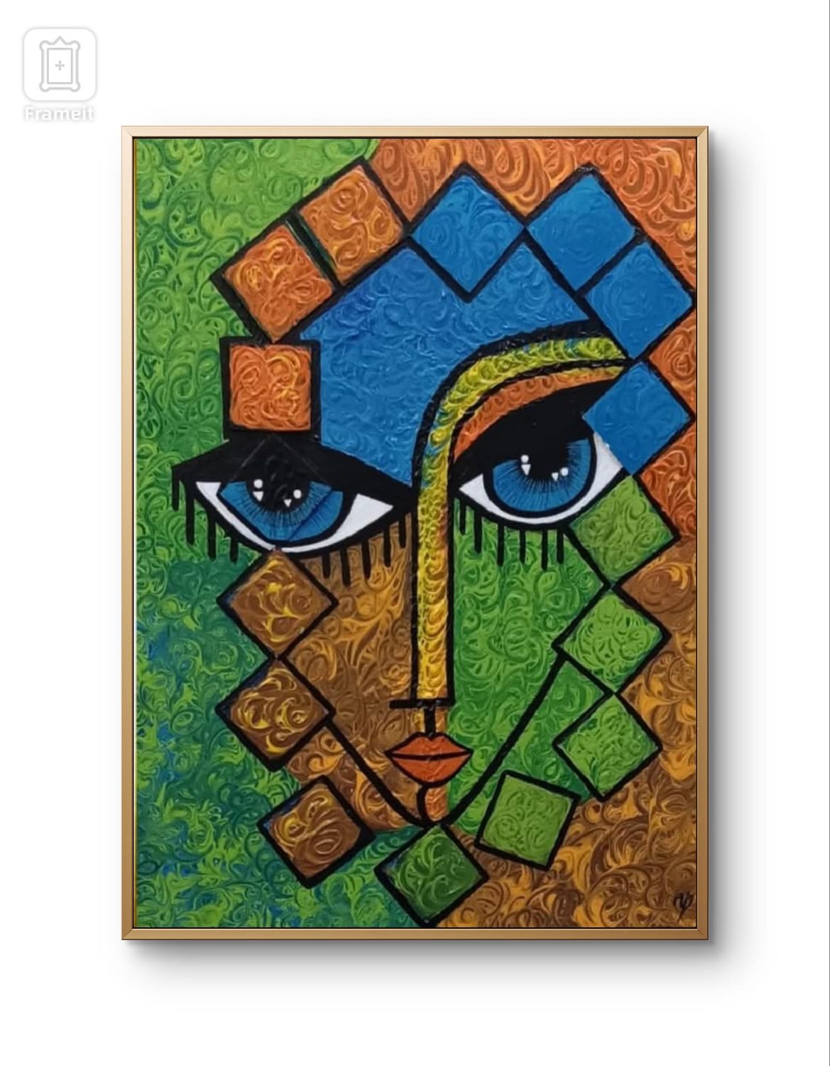Fragmented Face in a Vibrant Spectrum