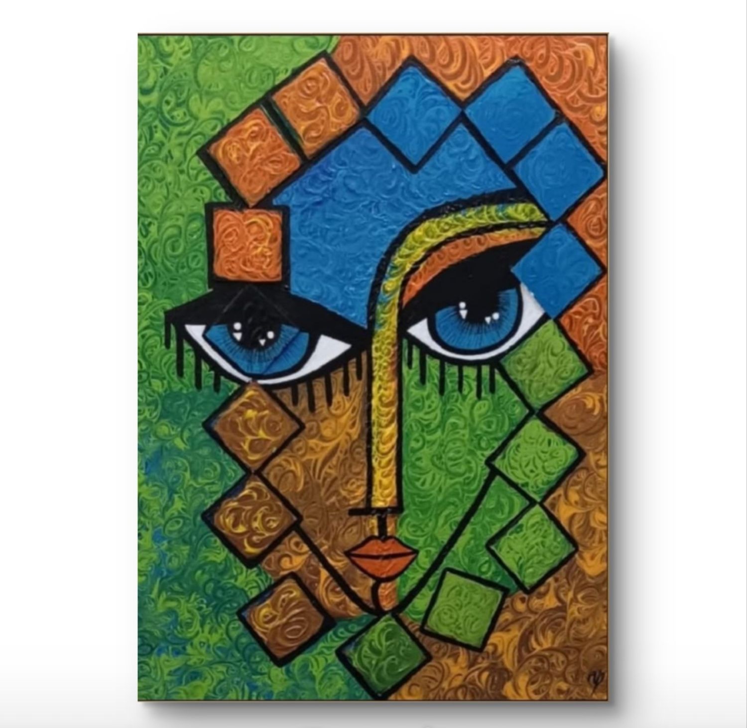 Fragmented Face in a Vibrant Spectrum