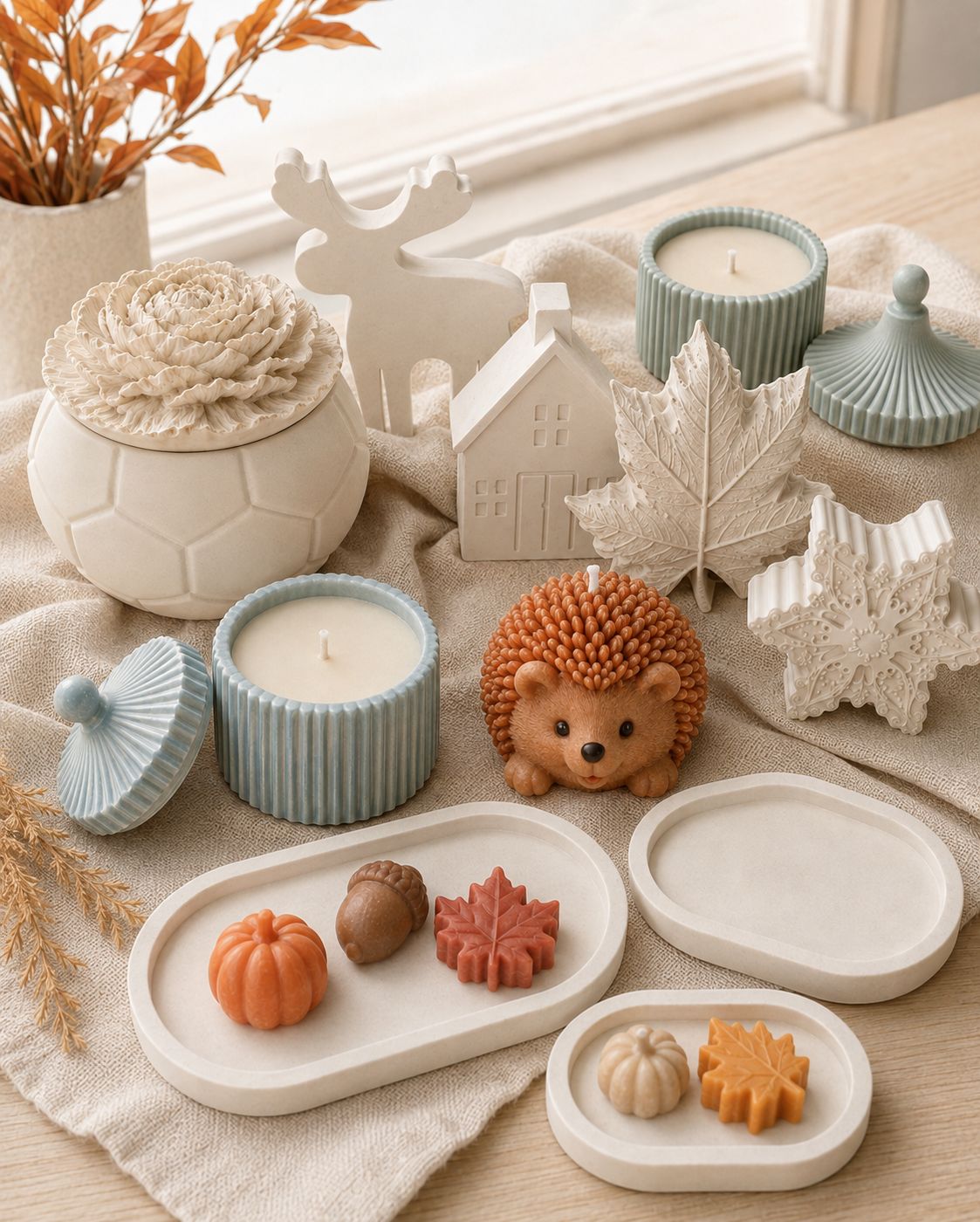 HANDCRAFTED AUTUMN COLLECTION: PLASTER &amp; CANDLES