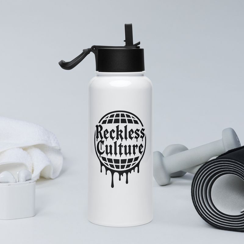 Reckless Culture- Stainless steel water bottle with a straw lid