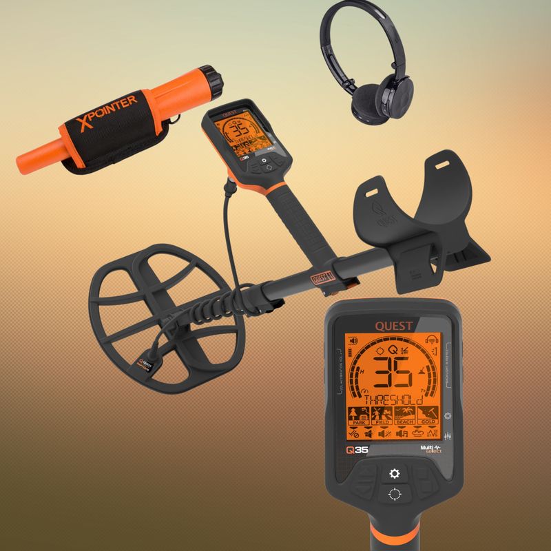 Quest Q35 Metalldetektor mit WireFree Kopfhörern und gratis XPointer Pinpointer