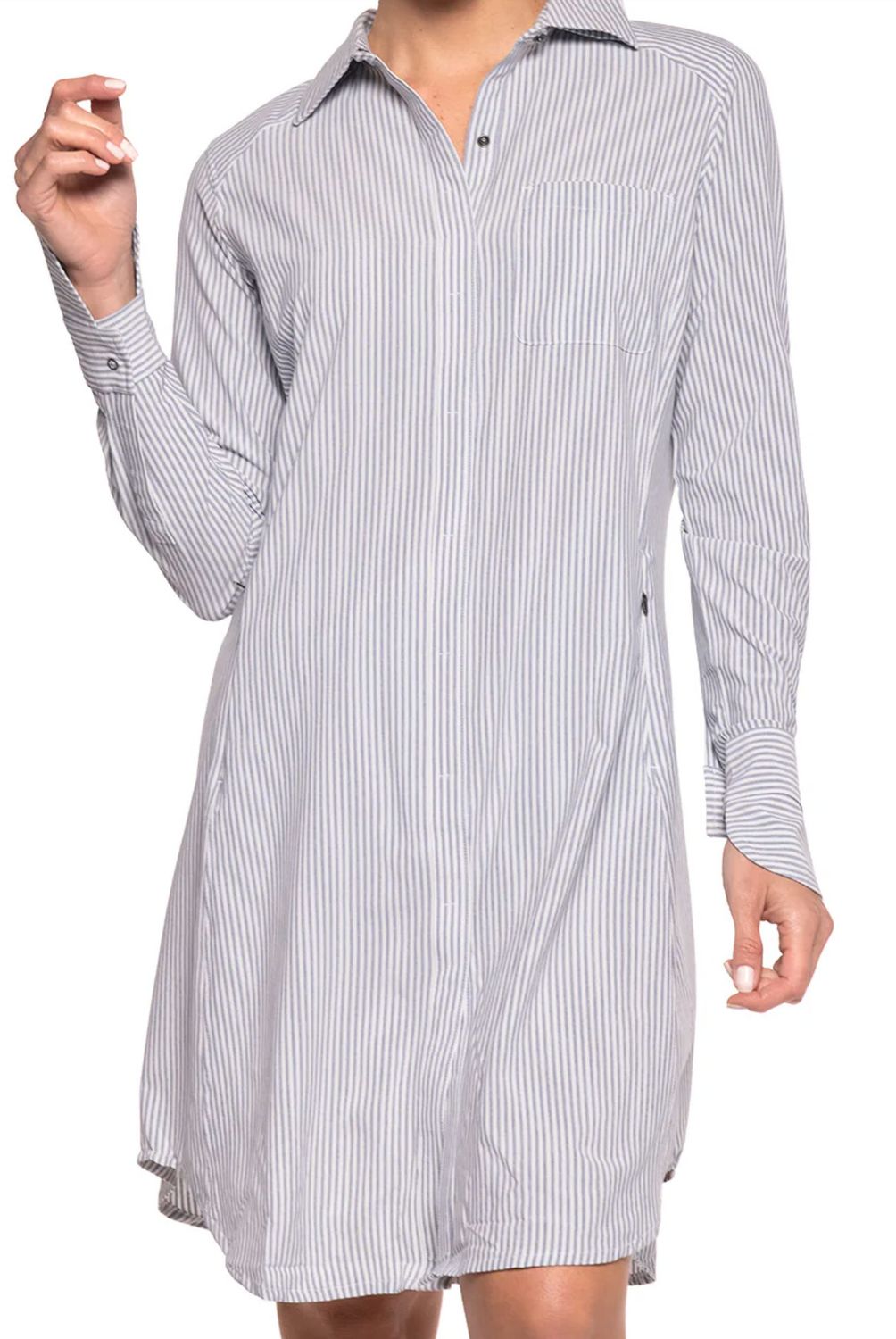 Malta Travel Dress, Color: White/Navy Stripe, Size: X-Small