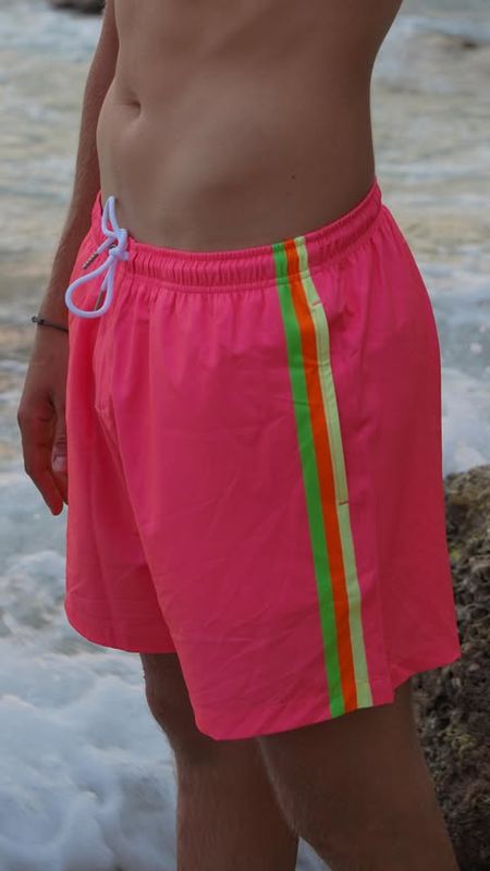 5.5&quot;  SWIM TRUNKS WITH WATERPROOF POCKET &amp; LINER PEACH
