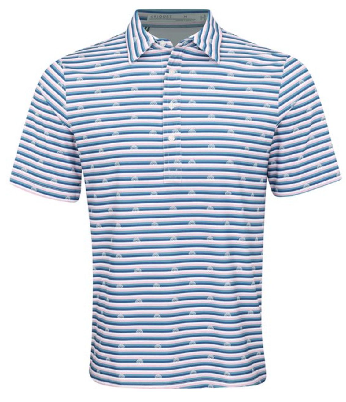 Performance Sport Range Polo Sun Stripe Print-Navy, Size: Medium