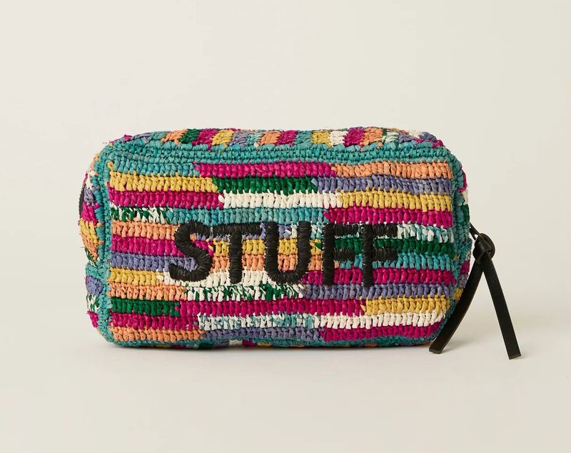 Btb Stuff Multi Small Cosmetic Bag Black Fuchsia Rainbow