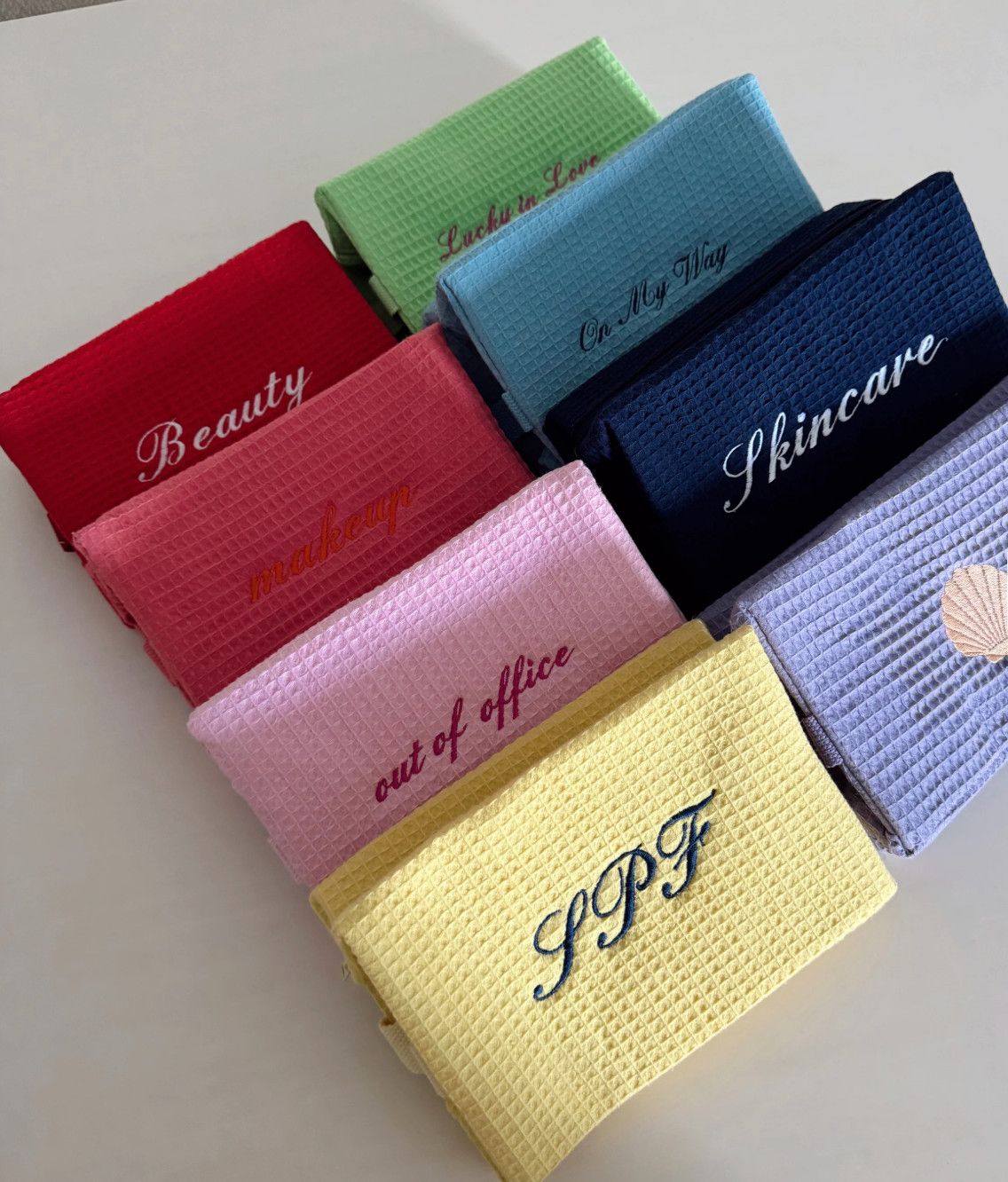 Colored Embroidery Pouch Yellow