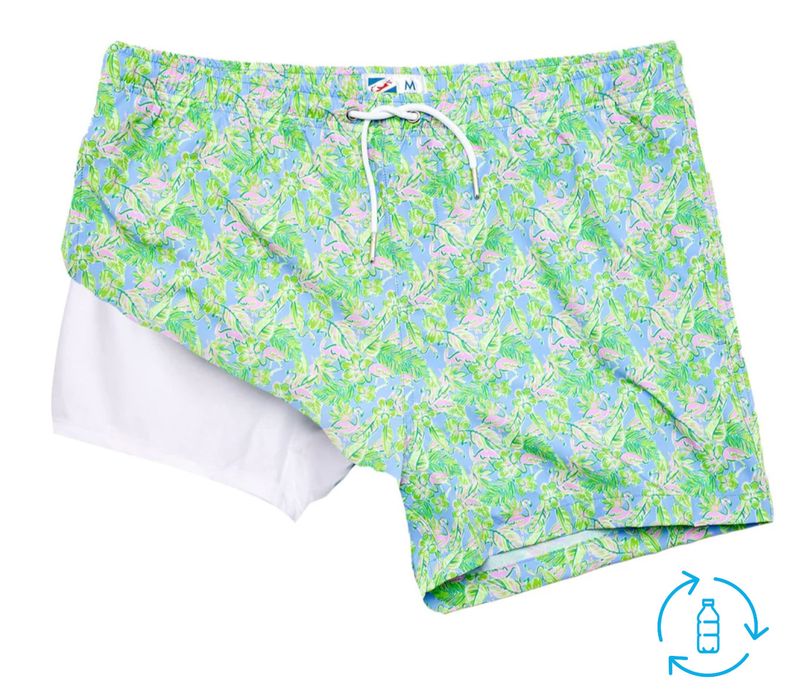 Short Swim Trunk w/liner Flamingo Bay 4&quot;