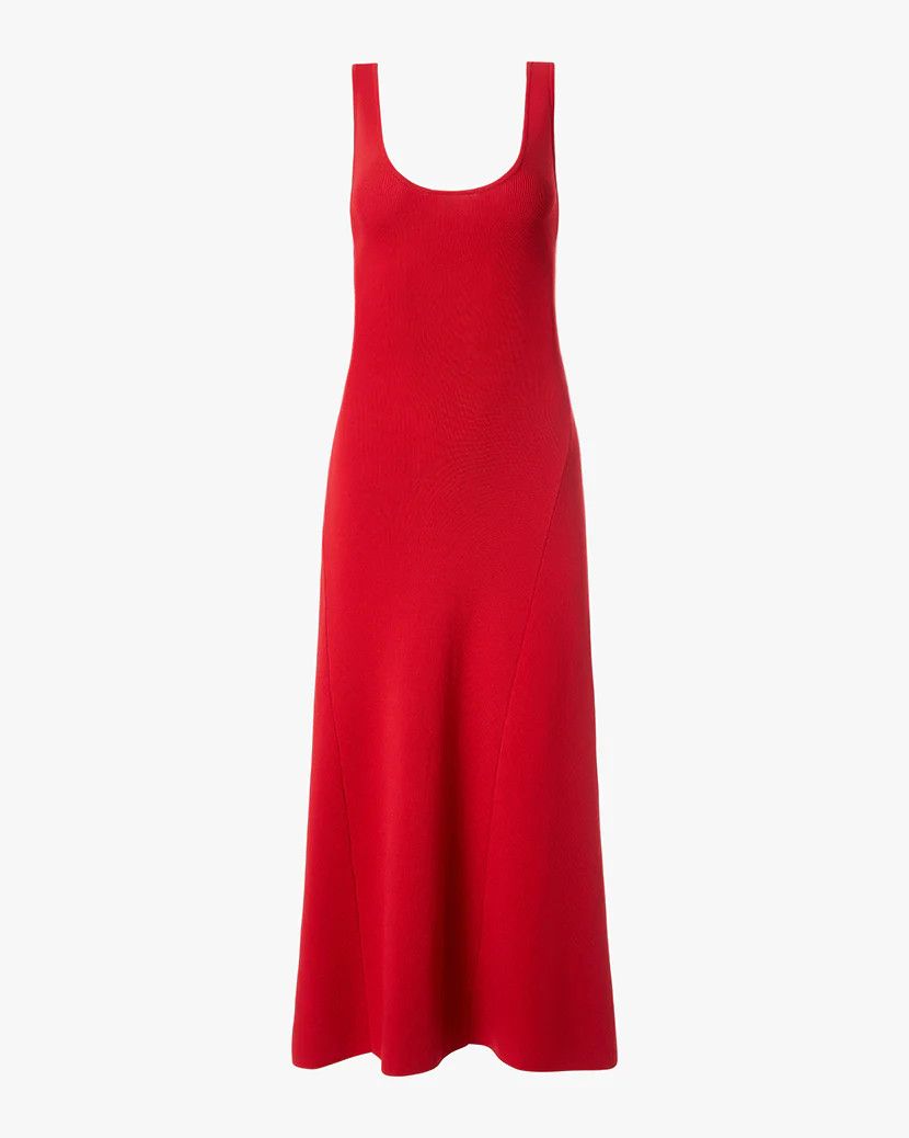 Ruched Strap Midi Red