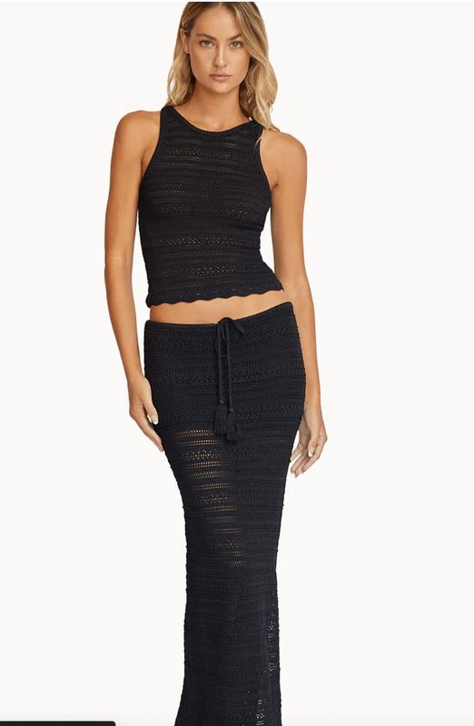 Long Crochet Skirt Black