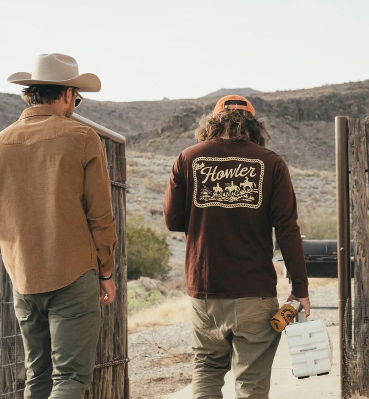Howler Posse Longsleeve Cotton T-Shirt Mahogany