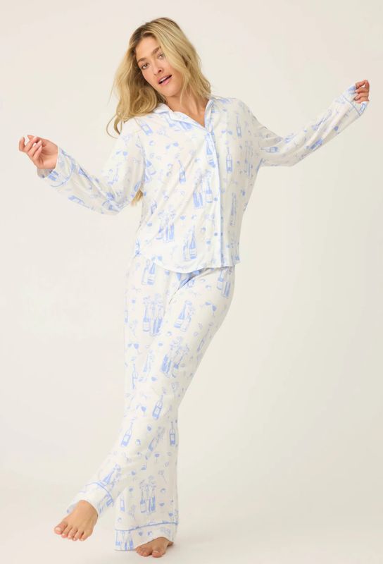 Parisian Dreams Whimsical Print PJ Set Ivory