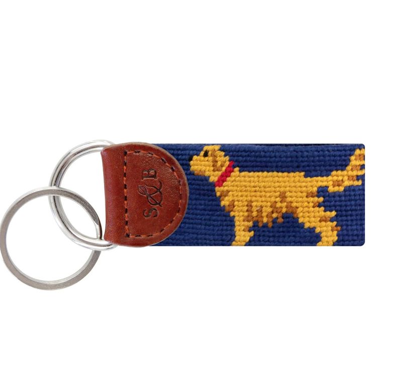 Smathers Golden Retriever Key Fob Navy