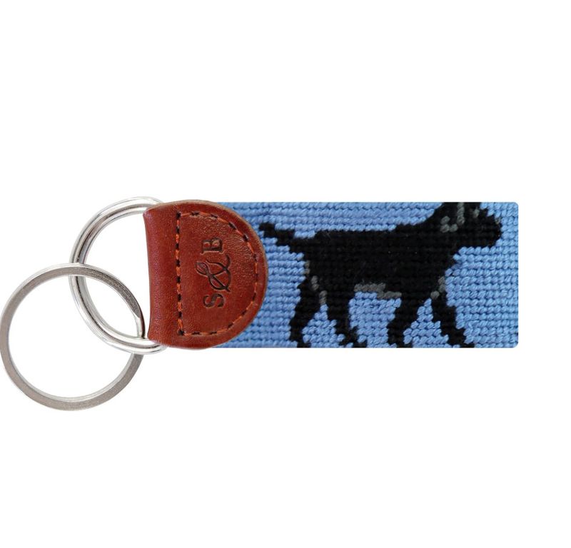 Smathers Black Lab Walking Key Fob Stream Blue