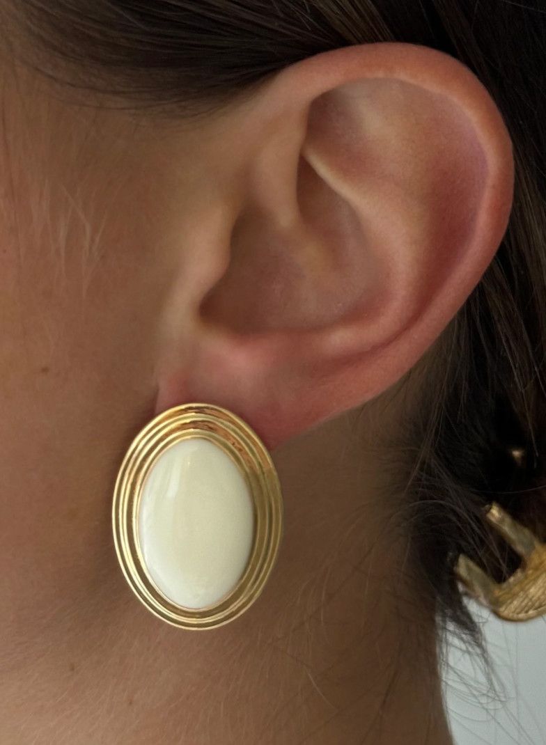 Joy Enamel Studs, Color: Cream