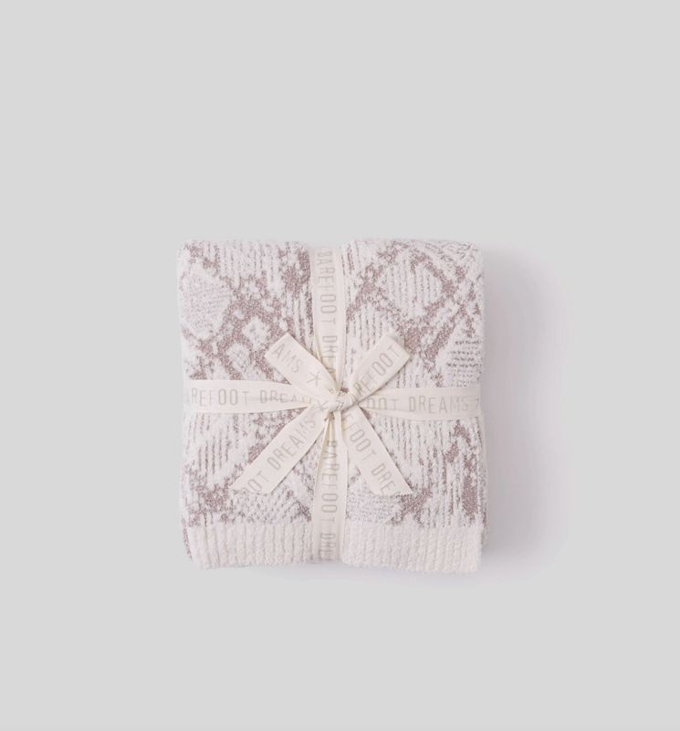 CozyChic  Cotton Graphic Texture Throw Cream Taupe