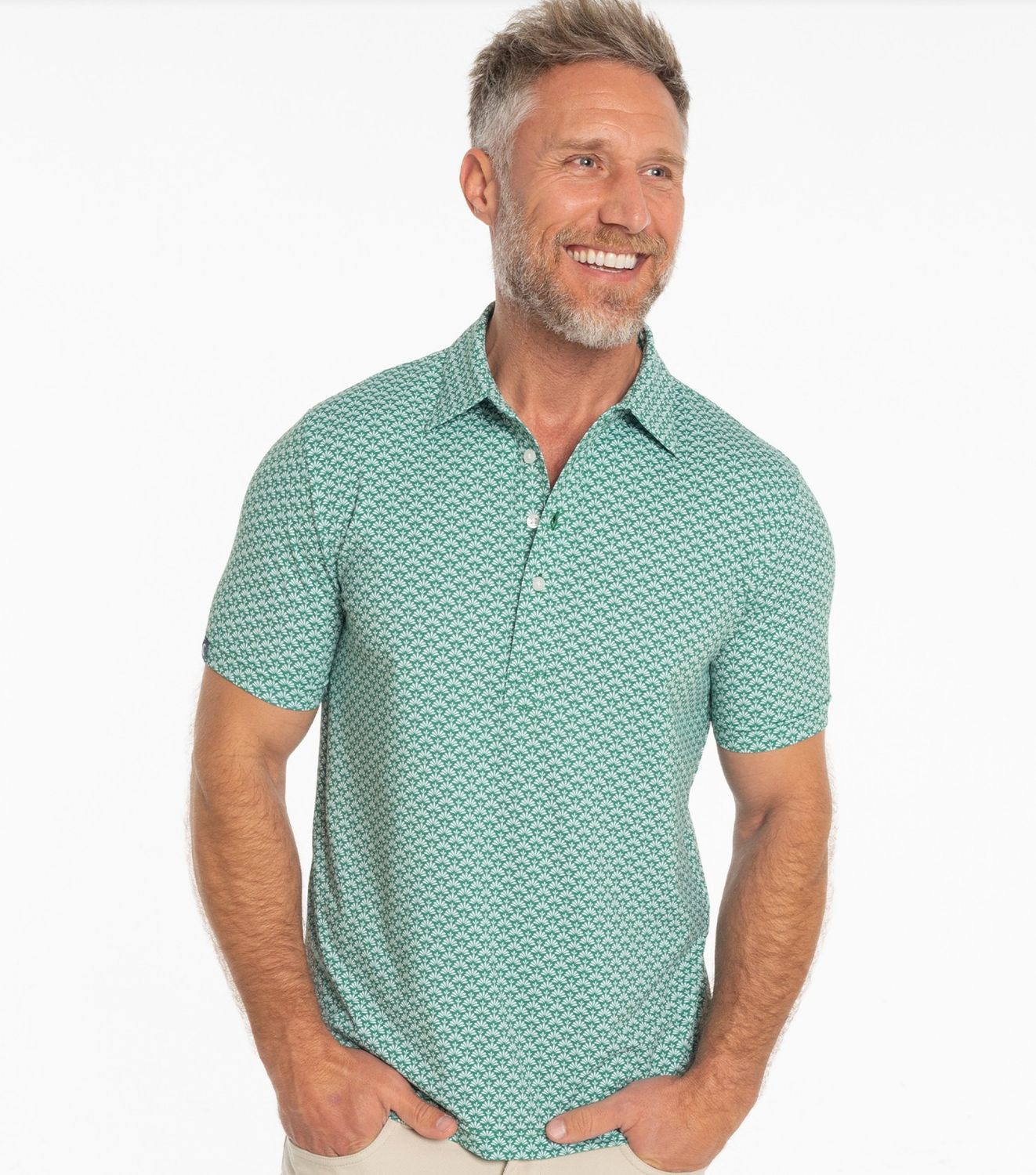 Performance Sport Range Polo Trellis Print- Green