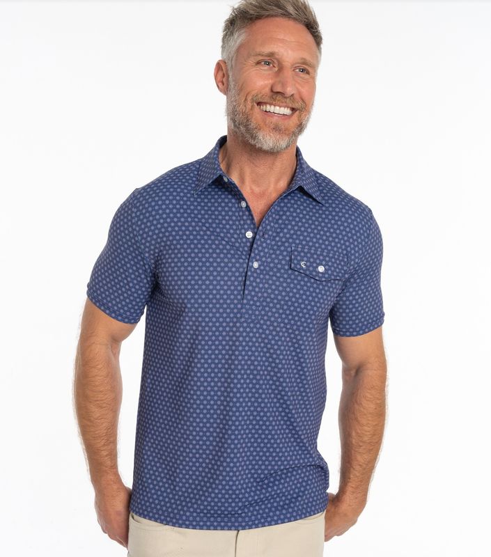 Performance Sports Player Shirt Medallion Print Navy