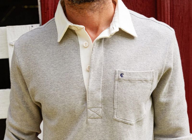 Waffle Rugby Shirt Heather Grey