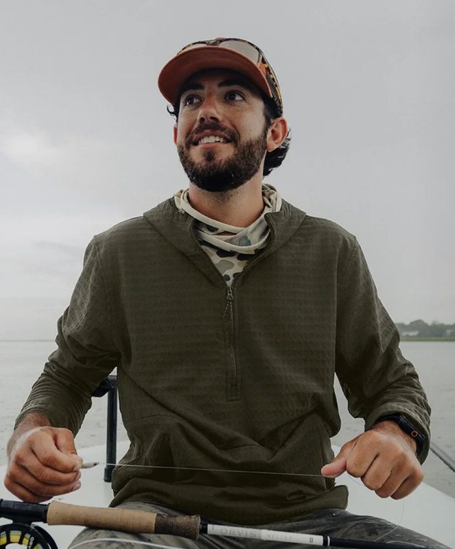 Men&#39;s Gridback Fleece Anorak Hoodie Dark Forest