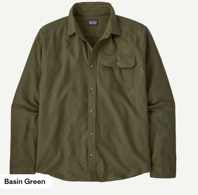 M&#39;s Long-Sleeved Lightweight Fjord Flannel Shirt Basic Green