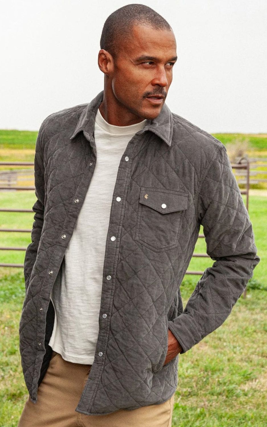Corduroy Quilted Shacket Midnight Ash