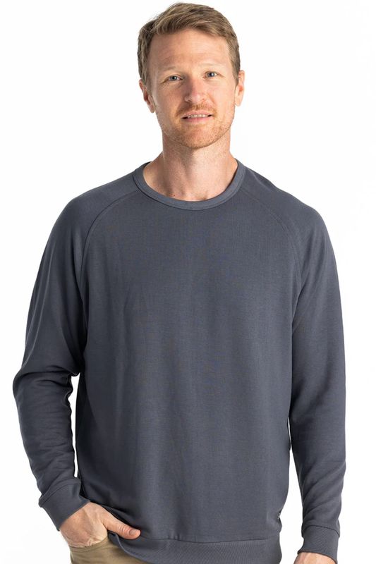 Men&#39;s Bamboo Lightweight Fleece Crew Storm Cloud