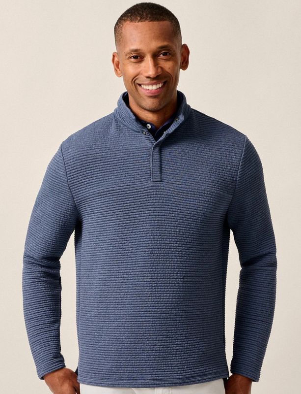 Benjy Heathered Henley Pullover Navy