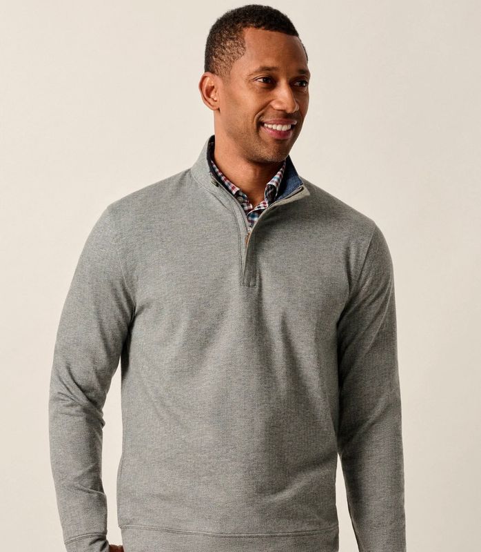 Rubin Herringbone Cashmere Blend 1/4 Zip Pullover Charcoal