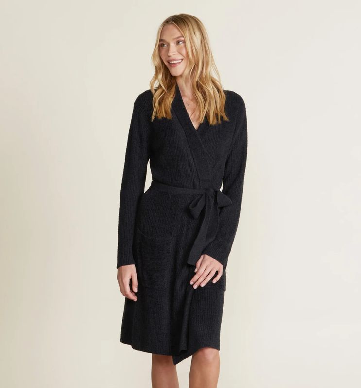 CozyChic Lite Ribbed Robe Black