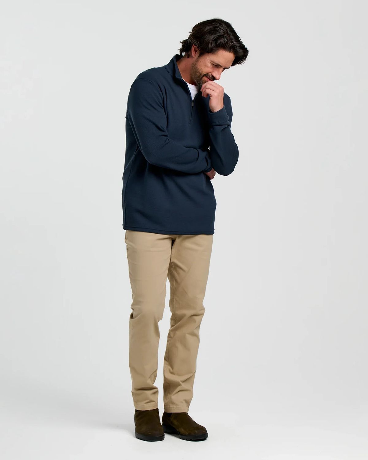 Men&#39;s Waffle Quarter Zip Deep Navy