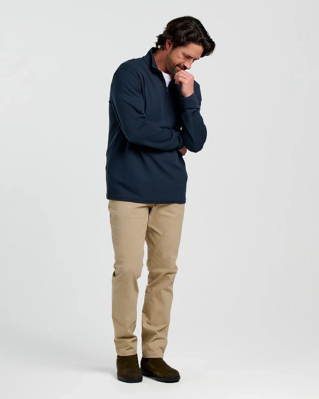 Men&#39;s Waffle Quarter Zip Deep Navy
