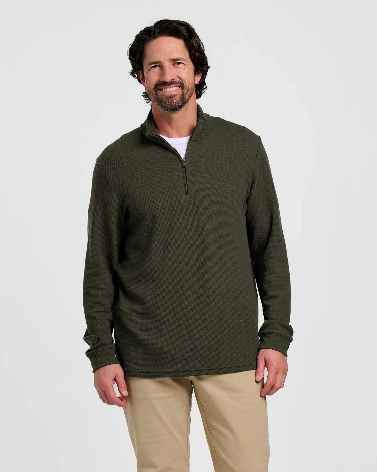 Men&#39;s Waffle Quarter Zip Dark Forest