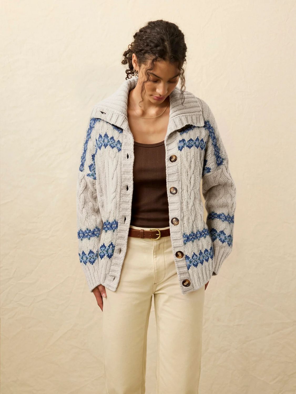 Highland Fairisle Cardigan Lakeside Fairisle Snow