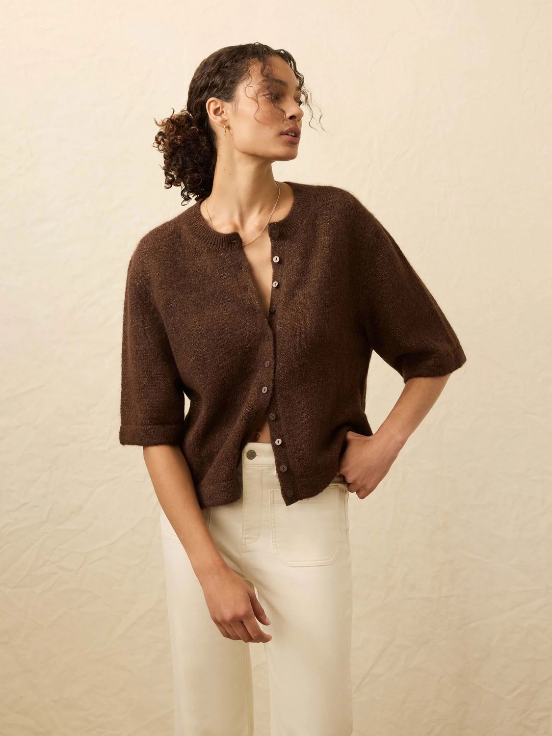 Apres Alpaca Cardigan Walnut Brown