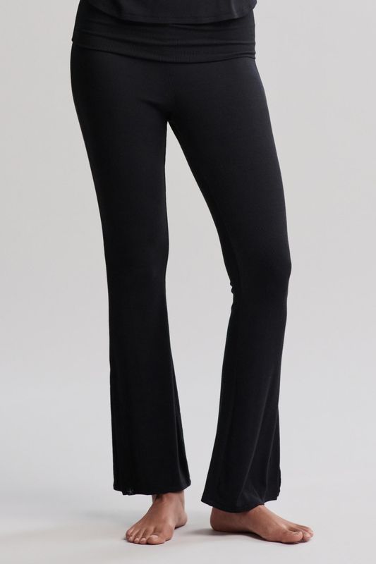 Ultra Soft Rib Fold Over Pant Black