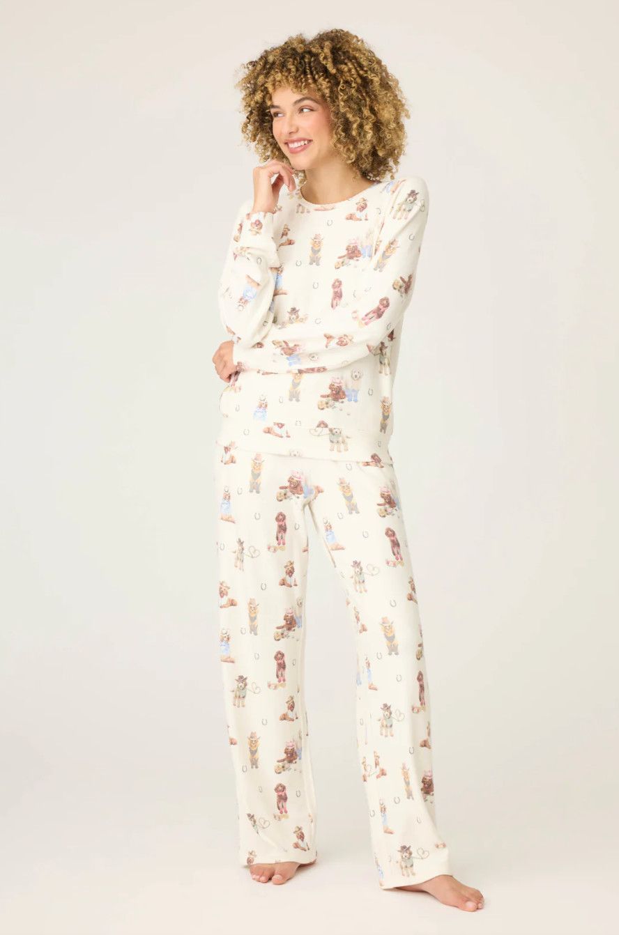 Ruff On The Range Dog Print PJ Set Natural 