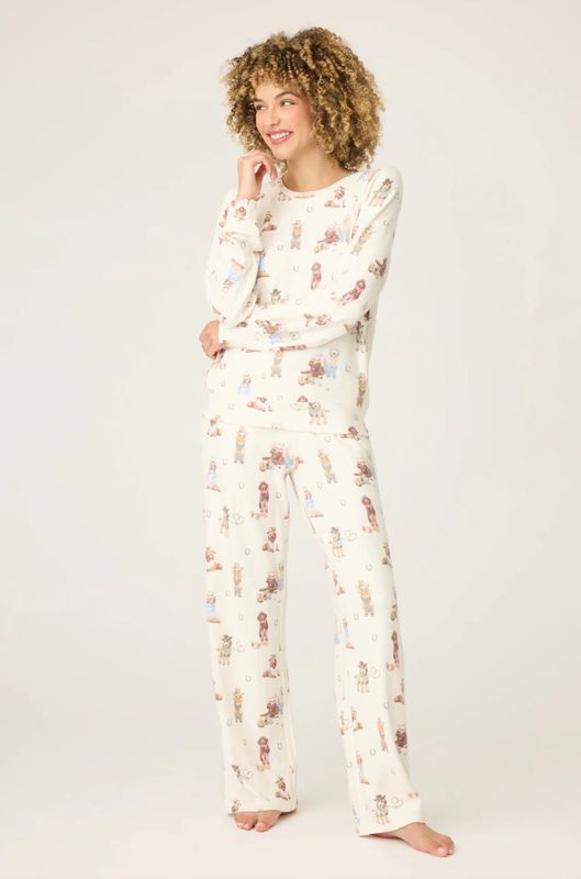 Ruff On The Range Dog Print PJ Set Natural 