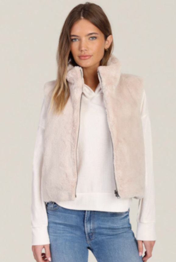Classic Fur Vest Reversible Ecru