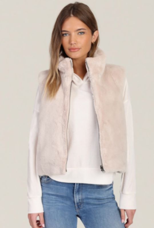 Classic Fur Vest Reversible Ecru