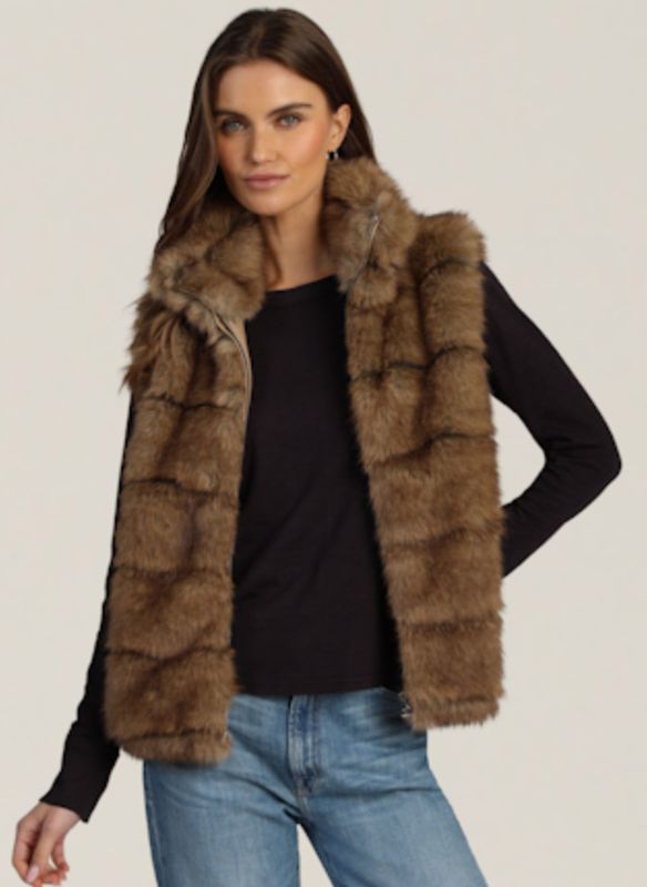 Luxe Fur Vest Brown 
