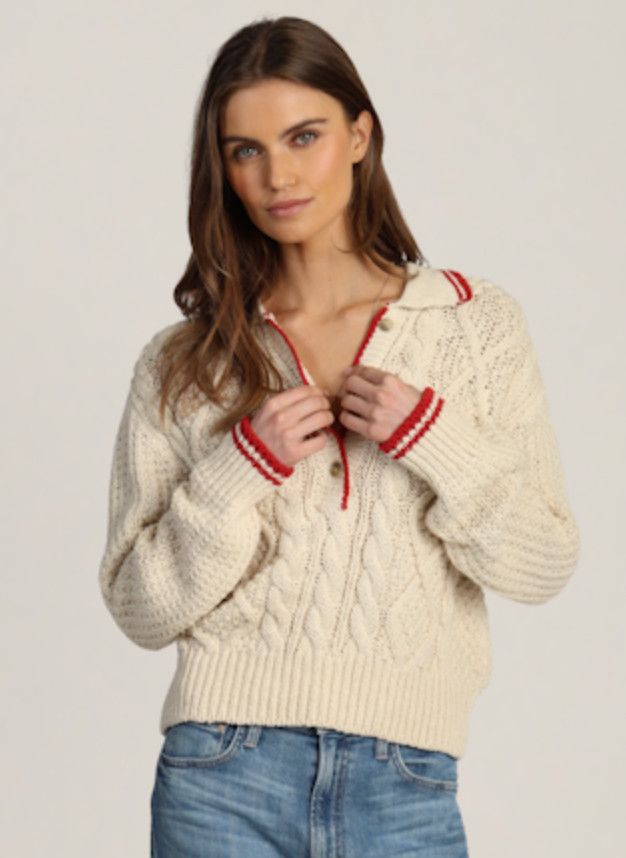 Charlotte Cable Button Sweater Natural