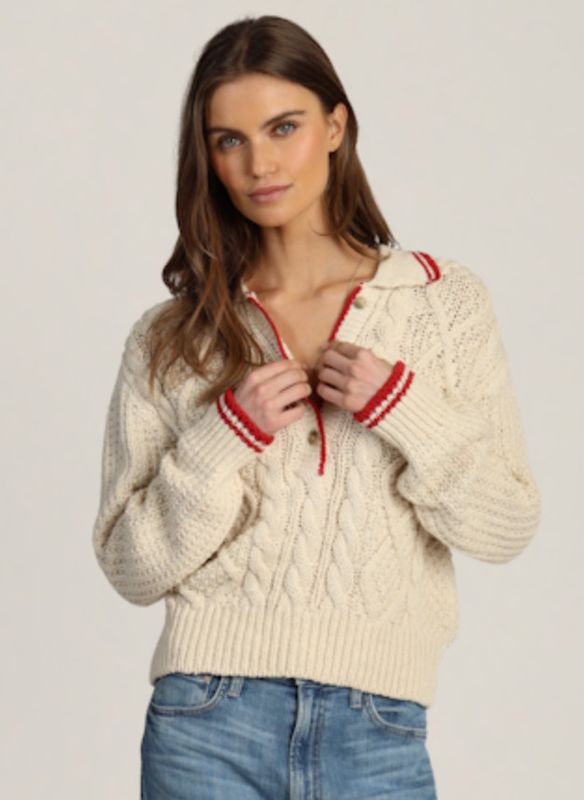 Charlotte Cable Button Sweater Natural