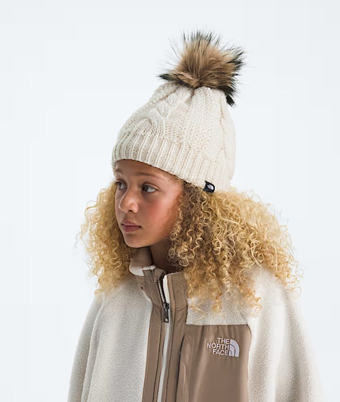Kids’ Lined Oh Mega Fur Pom Beanie White Dune