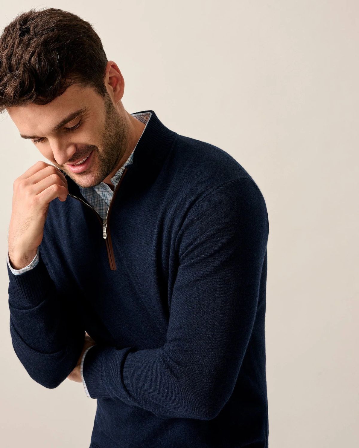 Raynor Merino 1/4 Zip Sweater Navy