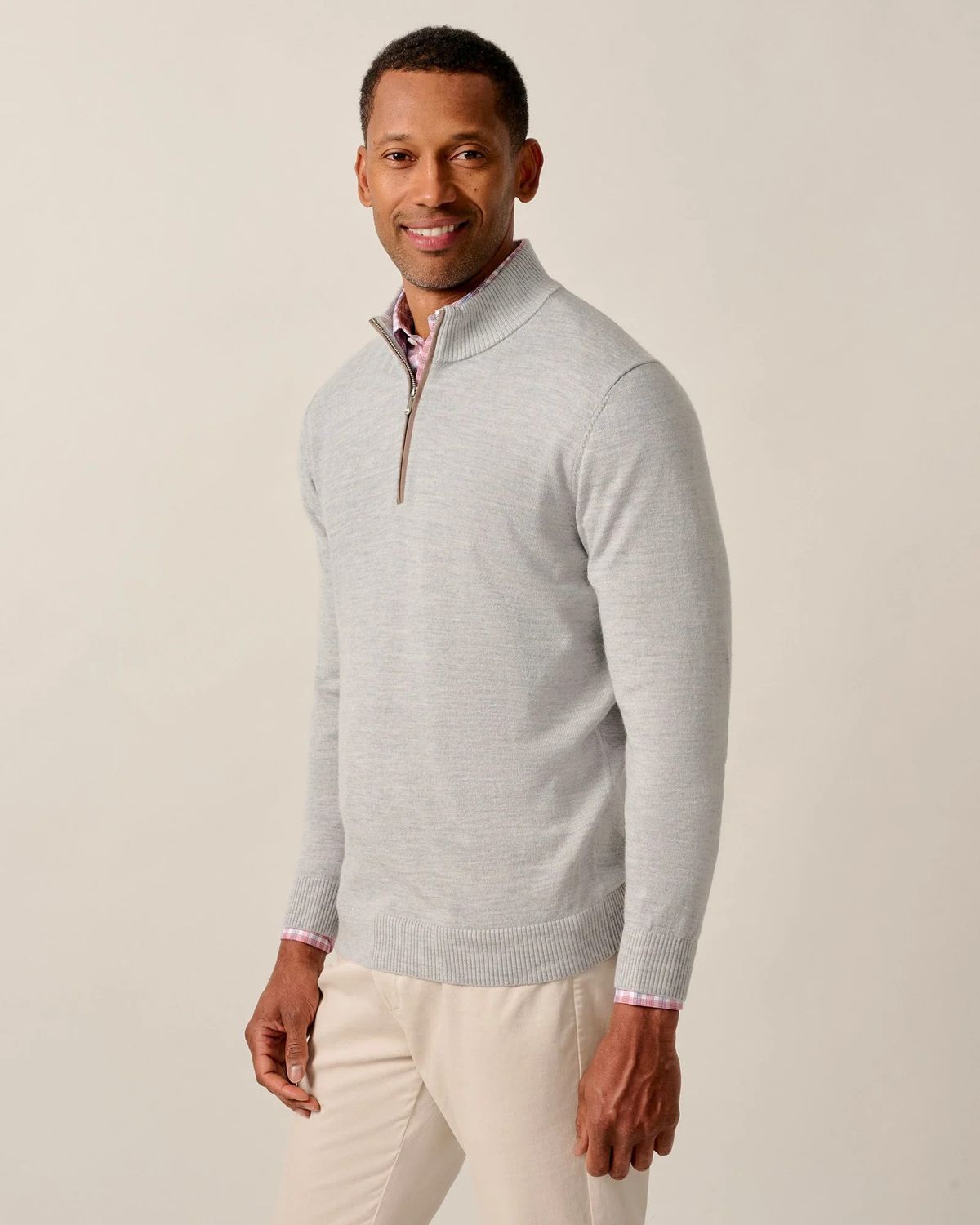 Raynor Merino 1/4 Zip Sweater Light Gray